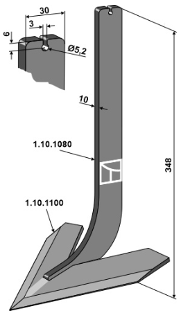 Stiel mit Schar 160mm