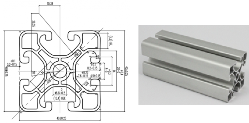 Aluprofil 40x40x525 silber