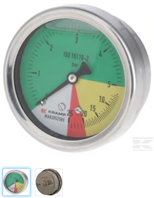 Manometer Ø63mm 0-5-20-25 1/4" Anschluss Rückseitig
