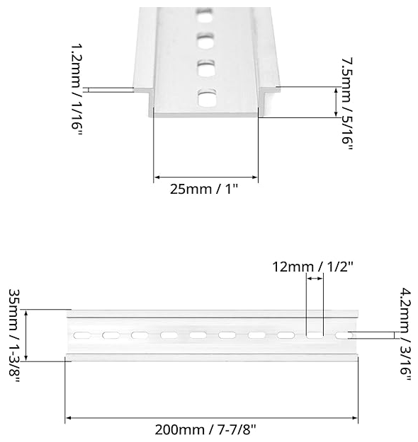 Hutschiene gelocht 35x7,5x1x50 mm