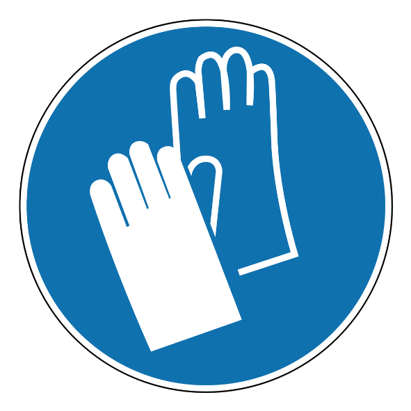 Sicherheitshinweis: Handschuhe tragen  (rund)