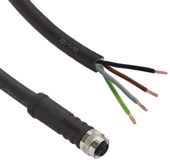 2 m Kabel, M12 Buchse S codiert, 4-polig, offenes Ende