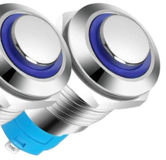 Edelstahltaster 12V DC 5A 45W LED (blau) Ein-Aus 4-Pin IP65